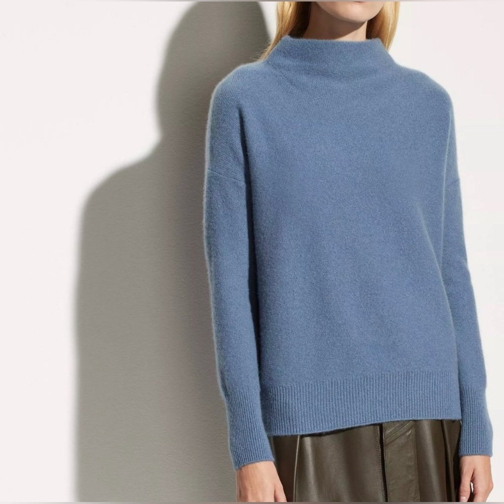 Vince 💫EUC💫 Boiled Cashmere Funnel Neck Pullover - Blueberry - XS